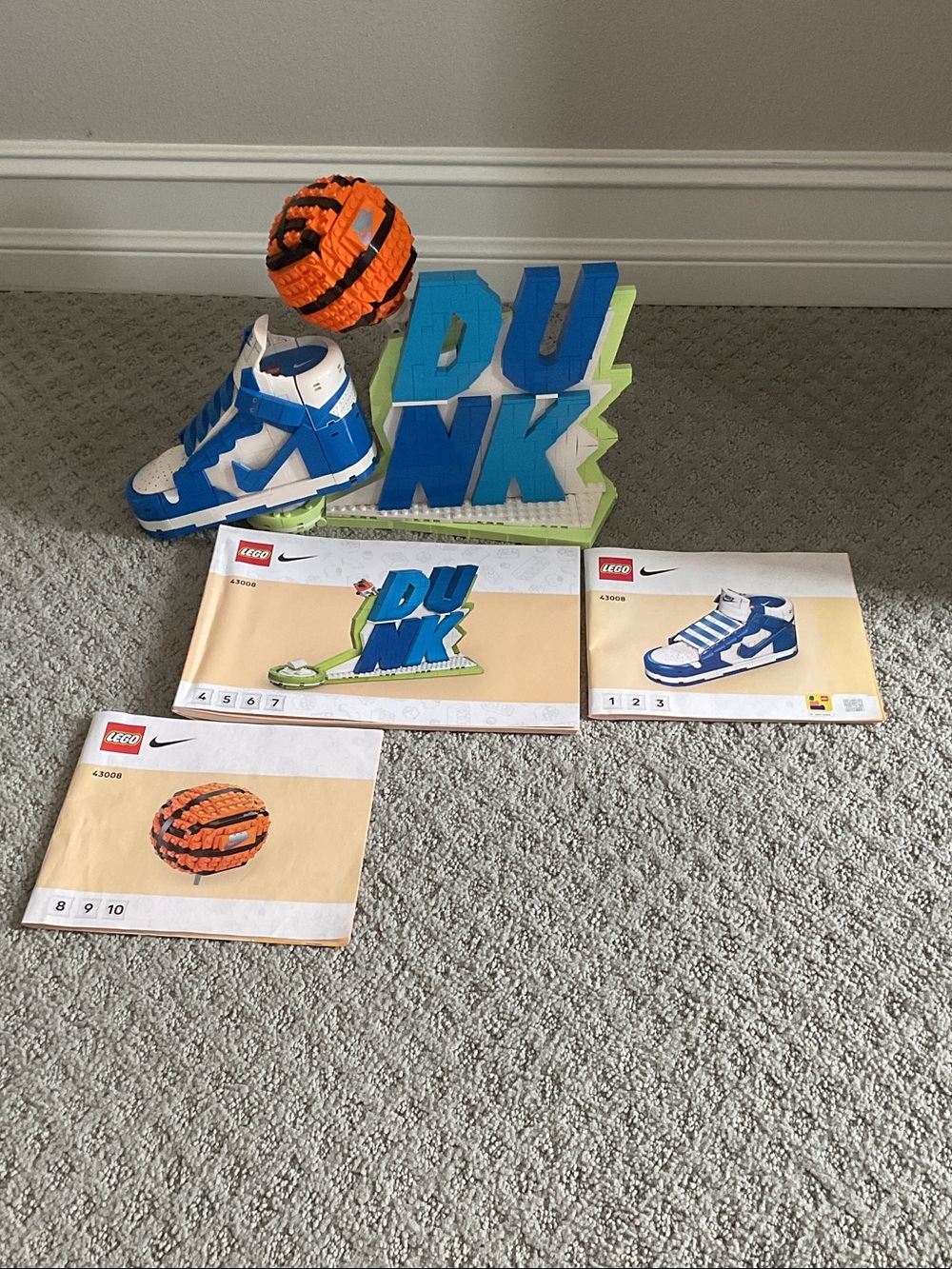 Nike Blue & White Dunk LEGO Display with Orange Basketball